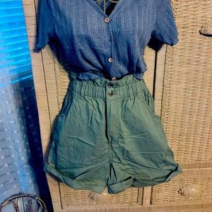 High rise button shorts